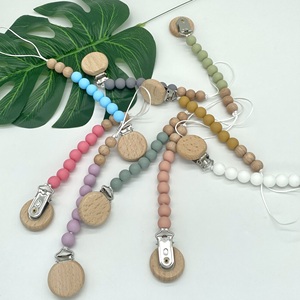 Chaîne de sucette en silicone multicolore personnalisable avec logo, matériau de qualité alimentaire, attache-sucette pour bébé, vente chaude - Product Image 2