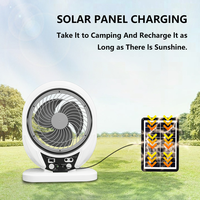 Baru portabel Harga Murah Outdoor meja bundar 8-Inch Solar kipas isi ulang dengan Panel surya plastik kontrol Digital