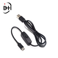 Cable de carga Universal USB tipo C 5V 3A para Raspberry Pi 4, Cable de alimentación con interruptor de encendido/apagado para RPI 4 Modelo B RPI 4B