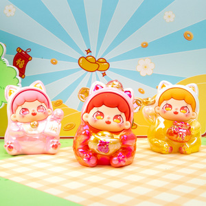 Caja Sorpresa de Figuras de Resina Yu Mo Lucky Cat, Juguete Coleccionable, Adorno de Escritorio, Set de 6 Piezas, Regalo para Niños - Product Image 3