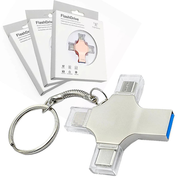 4-in-1 OTG Pen Type-C USB Flash Drive 3.0 Compatible with Phone & Pad 16GB to 256GB New Metal Product