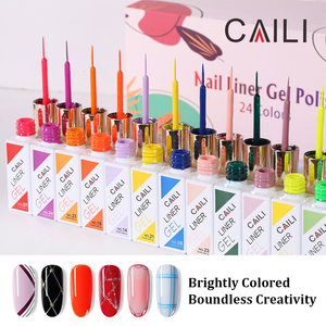 Kit de vernis à ongles gel French Tip 24 couleurs, pour nail art, avec pinceau fin intégré, cadeaux de manucure pour femmes - Product Image 1