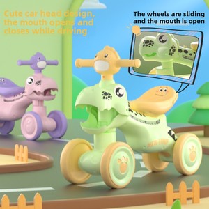 Nouveau design Dinosaure – Porteur d'équilibre pour enfants de 1 à 3 ans, garçons et filles, à quatre roues, anti-retournement, en plastique, avec certification CE EN71 - Product Image 4