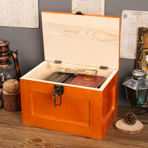 Boîte de rangement en bois massif Master Gu avec serrure pour enfants, organisateur de bureau à domicile, couleur bois naturel 5070 - Product Image 2