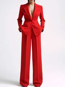 Abito da Donna Professionale Europeo Americano Personalizzabile a Tinta Unita con Decorazioni a Bottoni per Esportazione Transfrontaliera - Product Image 6