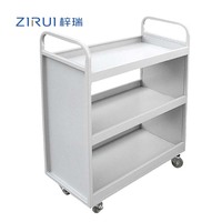 Chariot de bibliothèque en acier écologique pour mobilier scolaire, chariot métallique mobile à 3 niveaux pour livres