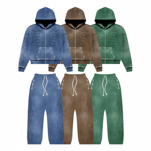 400GSM La mejor calidad Sun Faded Flared Chándal Set 2 piezas Slim Fit Diseño de moda La mejor ropa de Pakistán Chándal desgastado - Product Image 1