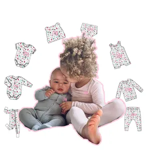 竹棉有机婴儿服装紧身衣连体衣婴儿连体衣竹衣连体衣新生婴儿罗纹紧身衣