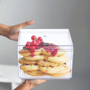 Tasse à dessert carrée avec couvercles Mini boîtes de service en plastique pour pouding Mousse <span class=keywords><strong>Yaourt</strong></span> Parfait Apéritif <span class=keywords><strong>Fruits</strong></span> Bonbons Biscuits Gâteau - Product Image 6