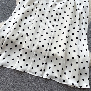 Abito lungo estivo sexy casual da donna con scollo a O, senza maniche, a vita alta, con stampa a pois e schiena scoperta - Product Image 3