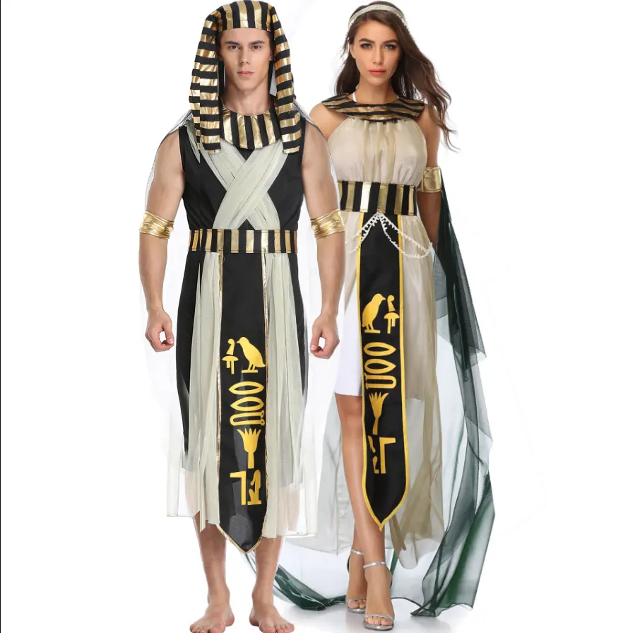 Disfraz de Carnaval para hombre, venta al por mayor, Faraón Egipcio, Reina, juego de rol