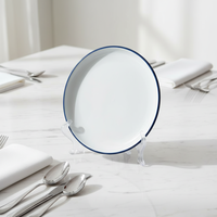 Service de table Guangda Blue Luxury Classic en céramique émaillée, 5 pièces, compatible micro-ondes, lave-vaisselle et résistant à la chaleur
