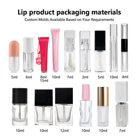 Mingsheng Tubes de luxe carrés en verre de 7 ml pour huile à lèvres, gloss et baume, flacons vides mignons en verre effet aqueux avec applicateur, personnalisables