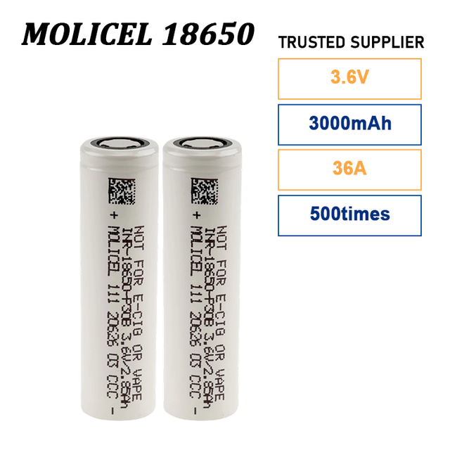 36A Continuous Discharge Lithium Battery 18650 Cell 3000mAh for Laser Pointer and High Intensity Lighting