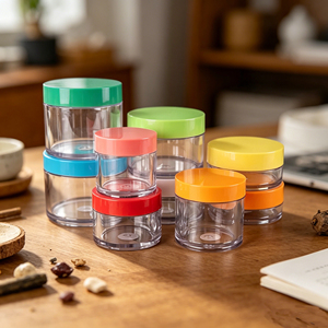 Customizable LOGO And Color Clear <b>Glass</b> Cosmetic Jars Logo Sticker Empty Face Cream <b>Container</b> With Multi Color Lids - Product Image 3