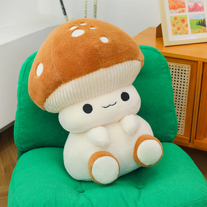 Popular y Adorable Almohada de Peluche con Diseño de Hombre Hongo y Muñeca Vegetal, Relleno de Algodón PP, Forro de Malla, Reconfortante y Calmante para Hermanita - Product Image 2