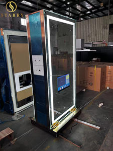 Table de salon moderne avec tiroir et miroir simple face, structure en fer, éclairage LED pour coiffure - Product Image 5