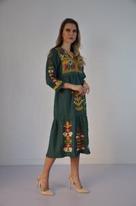 Robe tunique courte à fleurs brodées incroyable avec manches longues et manches trois quarts, parfaite pour l'automne, belle tunique de couleur menthe - Product Image 2