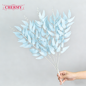 ใบหลิวเทียมคุณภาพสูง TH1541 กิ่งใบไหมประดิษฐ์ สีเขียว 5 กิ่ง สำหรับตกแต่งงานแต่งงาน - Product Image 6