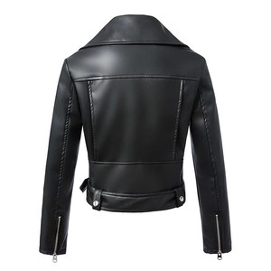 Nouvelle Mode Femmes Automne Hiver Noir Faux Cuir Vestes Zipper Basic Coat col <span class=keywords><strong>en</strong></span> V Biker Jacket R0733 - Product Image 4