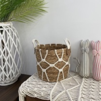 Paniers à linge faits à la main, organisateur de rangement panier de jardinière en paille tissée panier de rangement en osier avec poignées