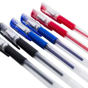 Bolígrafo de gel de 0,5mm, suministros de oficina para estudiantes, bolígrafo europeo negro rojo azul con logotipo personalizado