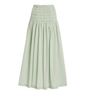 Falda maxi de popelina que combina con todo, de cintura alta, color verde, a la moda - Product Image 1
