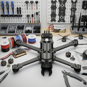 Estructuras de Drones de Fibra de Carbono de 5-6-7 Pulgadas con Placas CAM de Aleación de Aluminio Mecanizadas por CNC. Compatible con pilas de baterías de vuelo de 20x20/30.5x30.5. - Product Image 1