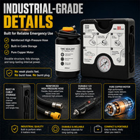 Compresseur d'air 2-en-1 et pompe à air, kit de réparation d'urgence pour pneus, mastic et gonfleur pour outil de sauvetage automobile