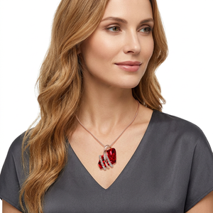 Collier avec pendentif en pierre de vœux, plaqué or rose 18 carats, design géométrique en cristal, chaîne à maillons vintage, bijoux cadeau pour femme - Product Image 4
