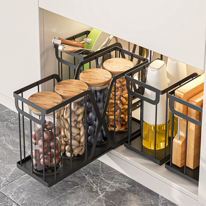 Panier coulissant en métal silencieux à rail coulissant sous l'évier panier de type étroit sans poinçon pour <span class=keywords><strong>casserole</strong></span> de stockage poêle à frire - Product Image 5