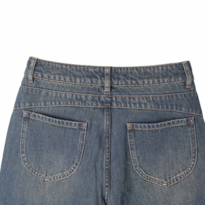 Jean bootcut homme color-block avec empiècements, double couture, ourlet effiloché, style streetwear toutes saisons - Product Image 4