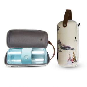 Portable EVA Ceramic <b>Teapot</b> <b>Set</b> with Shockproof Case Box Traditional Pattern Design for Travel/Home Outdoor Compact Size - Product Image 1