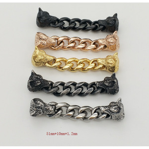 Entretoises de bracelet chaîne tête de loup Yunnique 51 mm en acier inoxydable plaqué, composants de bijoux DIY pour la fabrication de bracelets - Product Image 3