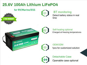 Lithmateカスタマイズ24V100Ah200Ah太陽エネルギー貯蔵リチウムイオン電池充電式LiFePO4リチウムイオン電池 - Product Image 4