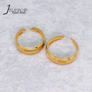 ต่างหูห่วงทองเหลืองประดับอาเกตทรงกลมขนาดใหญ่ 50 มม. ดีไซน์ทันสมัย คุณภาพสูง - Product Image 5