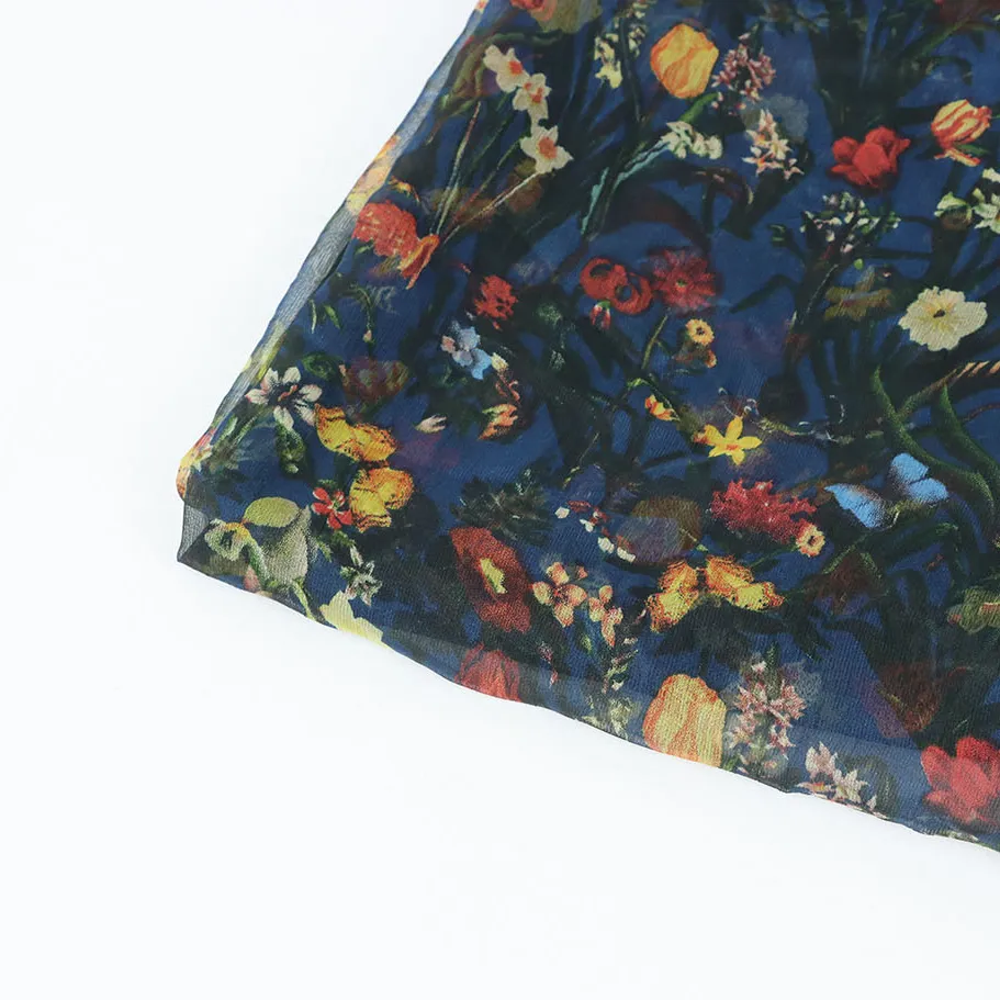 Thiệu Hưng Sản Xuất Hoa Vải In Kỹ Thuật Số 100% Polyester Vải Voan Hoa Cho Váy Chất Liệu Muslin