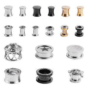 Clásico Acero inoxidable chapado en oro circón oreja medidores túneles tapones Piercing joyería - Product Image 4