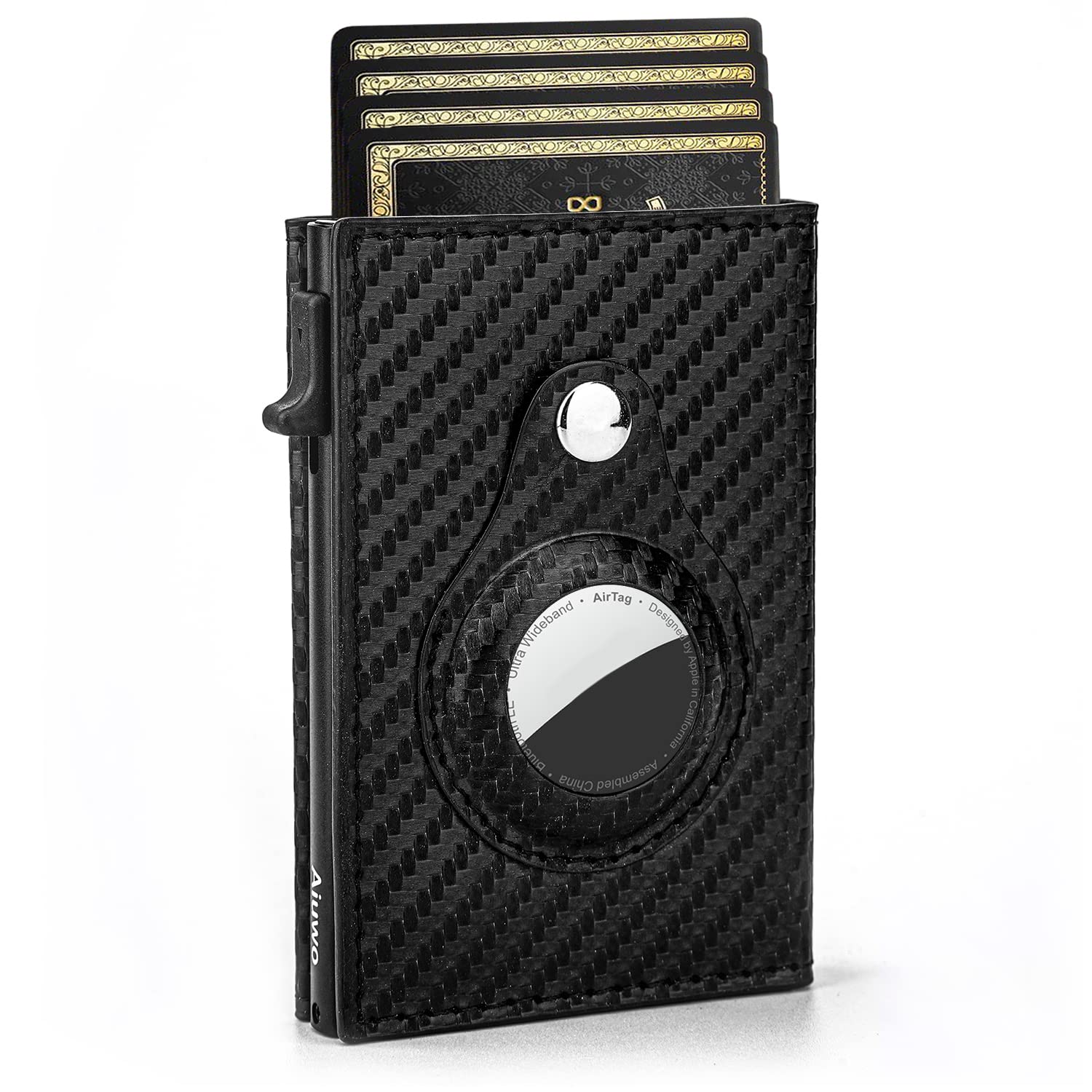 2022 горячая Распродажа Amazon углеродное волокно RFID Блокировка индивидуальный алюминиевый мужской выдвижной держатель Airtag бумажник