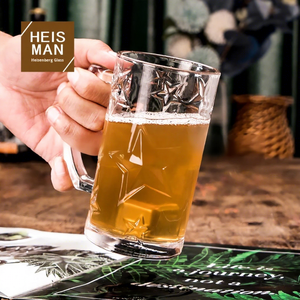 Stile europeo in rilievo spessa <span class=keywords><strong>Heisenberg</strong></span> eco-friendly di grande capacità di birra manico in vetro per bevande fredde del mercato notturno - Product Image 3