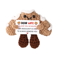 Croissant tricoté positif drôle avec décorations de carte d'encouragement Décor de crochet de pain de soutien tricoté émotionnel