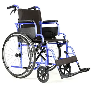 성인용 하이 백 접이식 휠체어 휴대용 접이식 등받이 휠체어