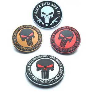 Wholesale Custom Skull Logo Rubber Patches 3d Or 2d Iron On Tactical Pvc Patches