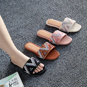 High-quality Fashionable Slip-on Rhinestone Breathable Lightweight Outdoor Flat Ladies' Sandals and <b>slippers</b> - Product Image 1