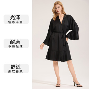 Nuova <span class=keywords><strong>Vestaglia</strong></span> Corta da Notte in Raso Chiffon Tinta Unita 2026 da <span class=keywords><strong>Donna</strong></span>, Comoda ed Elegante con Bordo in Pizzo - Product Image 3