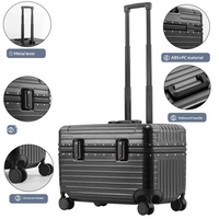 Koper Troli Fotografi Model Flip-Top Kotak Peralatan Unisex Tahan Lama Berbingkai Aluminium Multifungsi 20-Inci Spinner Koper Kabin