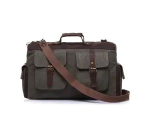 wholesale vintage luggage travelling weekend bags extra large canvas leather duffle bag men