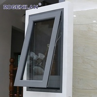Fenêtre à auvent en aluminium à rupture de pont thermique, coupe-vent, double vitrage Low-E, sur mesure pour extérieur, fournisseur chinois Rogenilan