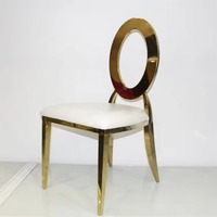 Chaise élégante de salle à manger de luxe avec cadre en acier inoxydable pour banquet, fêtes en plein air, mobilier événementiel
