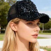 Casquette de baseball noire à clous brillants, style gothique, pour festivals et raves, pour femmes, vente en gros